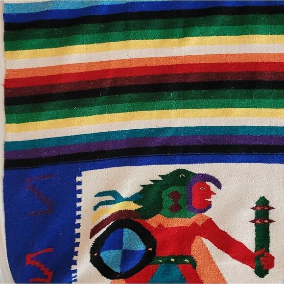 VTG Zapotec Mexican tapestry throw rug - Picture 11 of 11